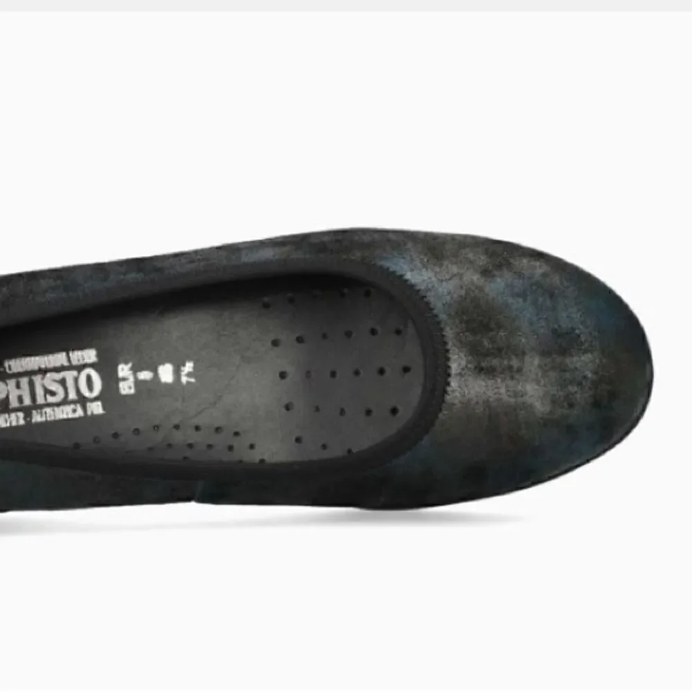 Mephisto Emilie Ballet Flats Petroleum Dark Blue Size 6.5